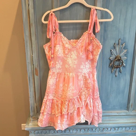 LoveShackFancy Olani Pink Eyelet Dress - Picture 3 of 7